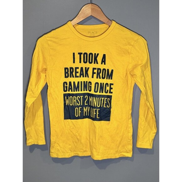 Set Of 4 Boys Place Long Sleeve Tops Size L 10-12 Cotton Yellow & White Graphic - Picture 1 of 15